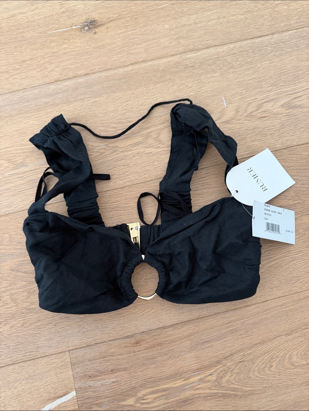 Rumer intermix  Black Ring-Front Crop Top XS